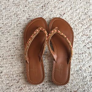 Coral flip flops